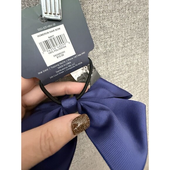 NWT DSG Softball Hair Bow Navy Blue Homerun Womens Girl Polyester 6” - Picture 4 of 4